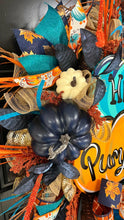 Load image into Gallery viewer, HEY PUMPKIN WREATH (turquoise and orange)
