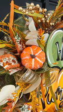 Load image into Gallery viewer, HEY PUMPKIN WREATH (olive and orange)
