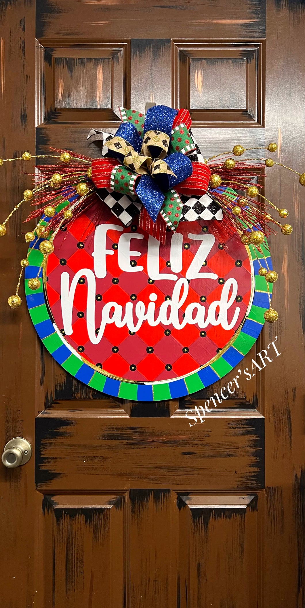 FELIZ NAVIDAD ROUND (Red, Blue, Green)